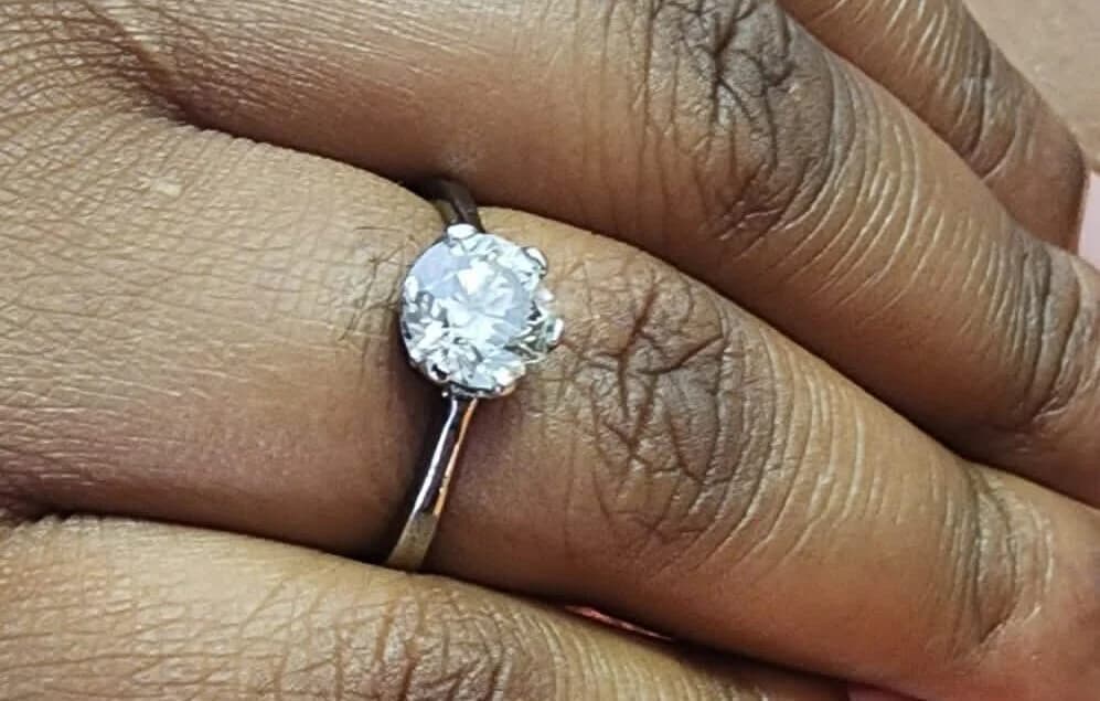 Diamond Solitaire Ring, 18k White Gold Diamond Solitaire Ring