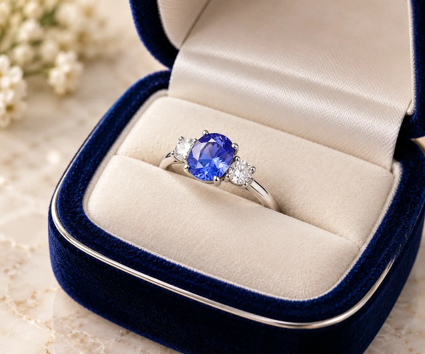 Tanzanite & Diamond Ring , Buy Certified Tanzanite Engagement Rings in UK, Tanzanite Engagement Rings, Diamond Rings