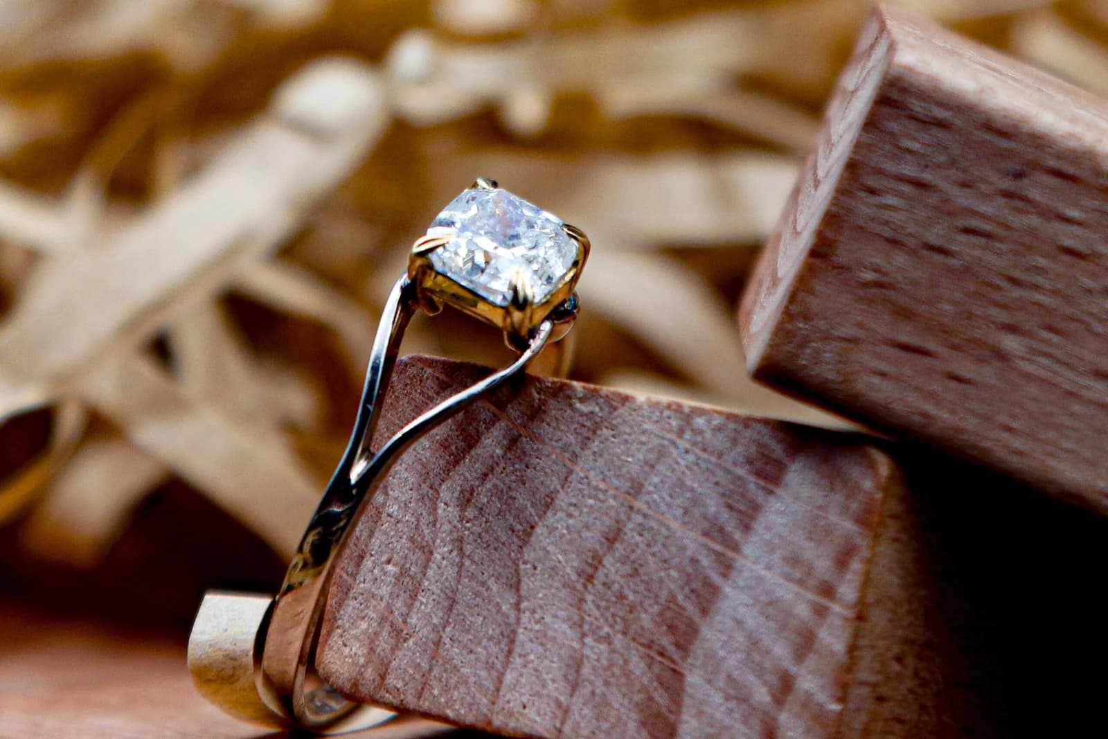 Cushion Cut Diamond Ring, 18ct Gold Cushion Diamond Ring