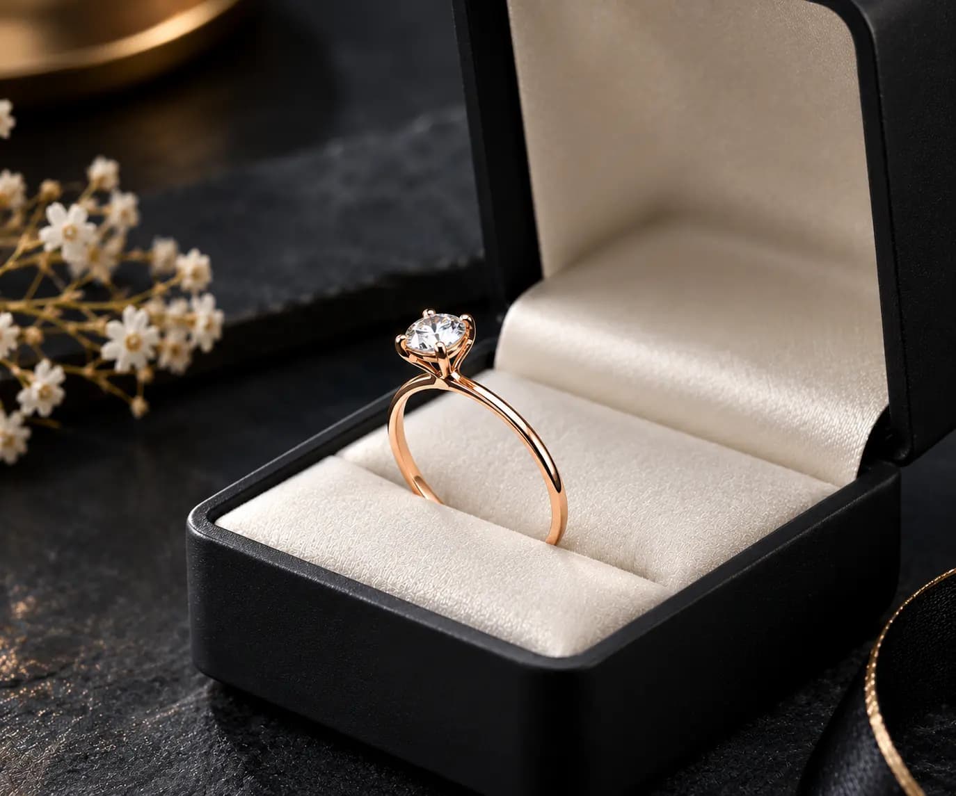 Rose Gold Diamond Solitaire Ring,  18ct Gold ring